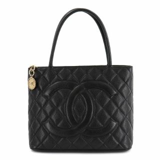 Chanel Medallion Tote Bag Caviar Skin Leather Black A01804 Vintage 90128325