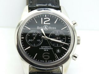 Bell & Ross Vintage Black Chronograph Br126 - 94 - Ss Automatic Men 