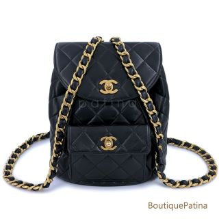 Chanel Vintage Black Duma Classic Backpack Bag Lambskin 24k Ghw 64166