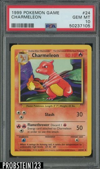 1999 Pokemon Game 24 Charmeleon Psa 10 Gem