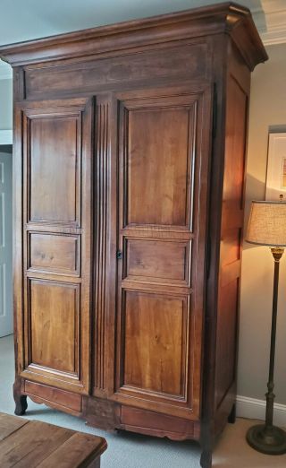 Large French Antique Fruitwood Louis Xv Armoire / 3 Shelf Cabinet Circa 1790