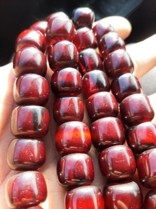 Antique German Faturan cherry amber bakelite Prayer beads 80 gr كوربا 4