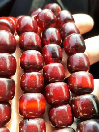 Antique German Faturan cherry amber bakelite Prayer beads 80 gr كوربا 6