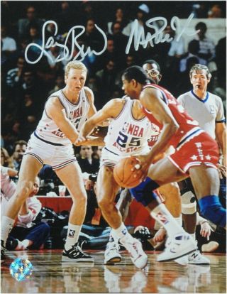 Magic Johnson Larry Bird Dual Signed Autographed 8x10 Photo All Stars Game Jsa