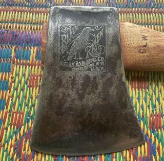 Rare Vintage Embossed Black Raven Kelly Axe Mfg Co.  Connecticut Pattern Pre - 1920