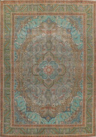 Floral Semi - Antique Traditional Hand - Knotted Area Rug Wool Oriental Carpet 10x12