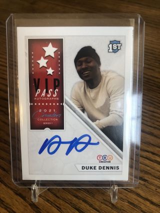 Duke Dennis 2021 Tru Creator 1st Edition On Card Autograph 2.  6 Million Followers
