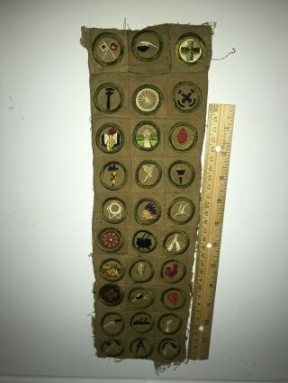 Partial Vintage Boy Scouts Sash 30 Patches Merit Badges 1930 
