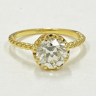 1.  50 Ct Vintage Old European Cut Diamond Engagement Ring In 18k Yellow Gold