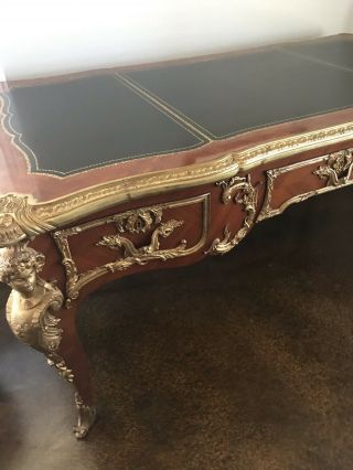 French 19th Century Style Louis Xv Style Desk Leather Top With Gold Detail
