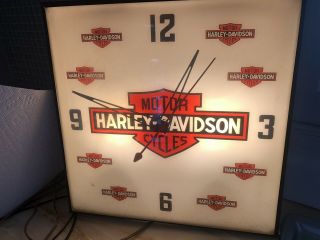 Rare Antique 1957 Vintage Harley Davidson Dealership Lighted Wall Clock Pam