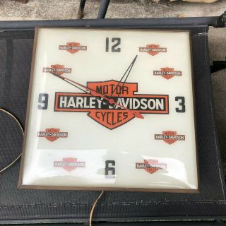 RARE Antique 1957 Vintage Harley Davidson Dealership Lighted Wall Clock Pam 3