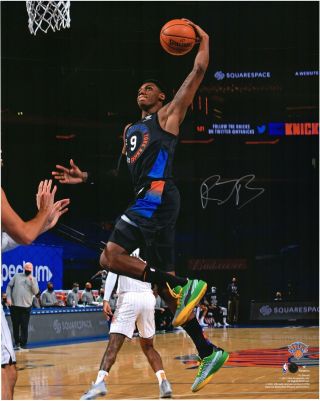 Rj Barrett York Knicks Autographed 16 " X 20 " Dunk In Black Photograph