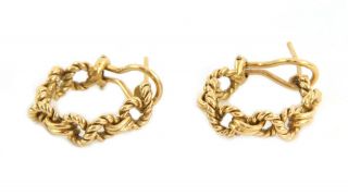 Tiffany & Co Vintage 18k Yellow Gold Wire Braided Hoop Earrings Liquidation
