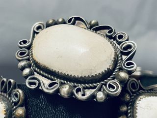 VERY RARE WHITE BUFFALO TURQUOISE VINTAGE NAVAJO STERLING SILVER CONCHO BELT 2