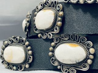 VERY RARE WHITE BUFFALO TURQUOISE VINTAGE NAVAJO STERLING SILVER CONCHO BELT 3