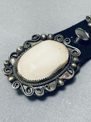 VERY RARE WHITE BUFFALO TURQUOISE VINTAGE NAVAJO STERLING SILVER CONCHO BELT 5