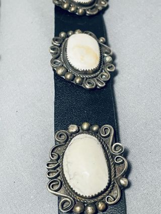 VERY RARE WHITE BUFFALO TURQUOISE VINTAGE NAVAJO STERLING SILVER CONCHO BELT 6