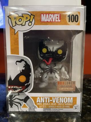 Funko Pop Marvel Anti - Venom 100 Box Lunch Exclusive Glow In The Dark W/protector