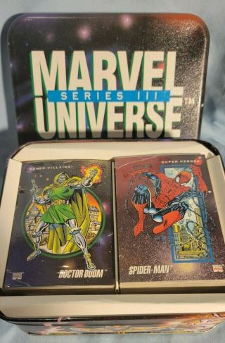 1992 MARVEL UNIVERSE SERIES 3 COLLECTOR ' S TIN Complete Set Trading Cards Impel 2