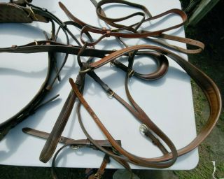 Vintage Hunt ' s Harness Brown Leather Carriage Show Harness Handles 17 Hands 6