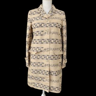 Chanel Vintage Cc Button Long Sleeve Jacket Beige Gray 01a 36 Y03714h