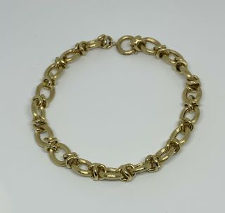 Vintage Nicolis Cola Italian 18k Yellow Gold Curb Link Textured Chain Bracelet