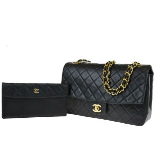 Auth Chanel Cc Matelasse Chain Shoulder Bag Pouch Leather Black Vintage 869lb277