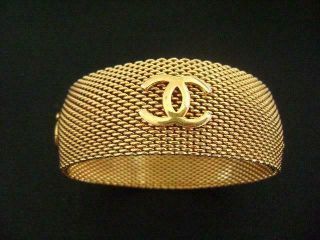 Auth Chanel Vintage Gold Cc Chain Bangle Bracelet