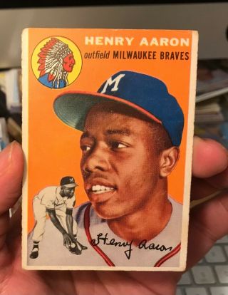 1954 Topps Henry Hank Aaron Rc Rookie 128 Vintage Card - Centered
