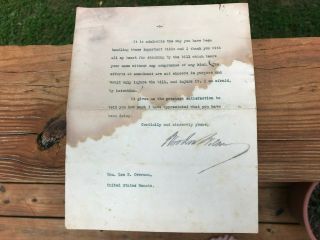 Vintage Autograph President Woodrow Wilson Signature World War I Signed Letter 2