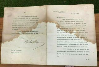 Vintage Autograph President Woodrow Wilson Signature World War I Signed Letter 3