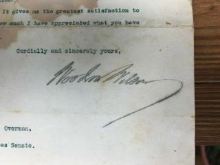 Vintage Autograph President Woodrow Wilson Signature World War I Signed Letter 5