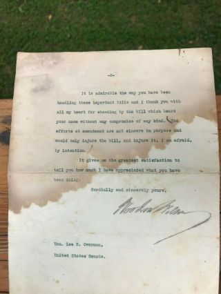 Vintage Autograph President Woodrow Wilson Signature World War I Signed Letter 6