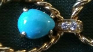 Van Cleef & Arpels Rare Drop Earrings Vintage 18k Turquoise / Diamond