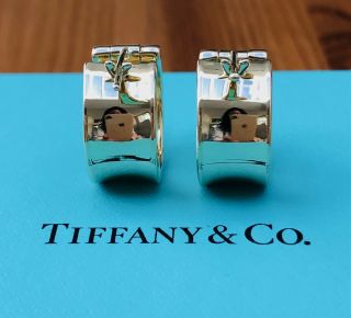 Tiffany & Co.  Vintage 1837 Solid 18ct Yellow Gold Wide 9mm Hoop Earrings 14gms 3