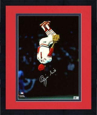 Framed Ozzie Smith St.  Louis Cardinals Signed 8 " X 10 " Vertical Flip Photo
