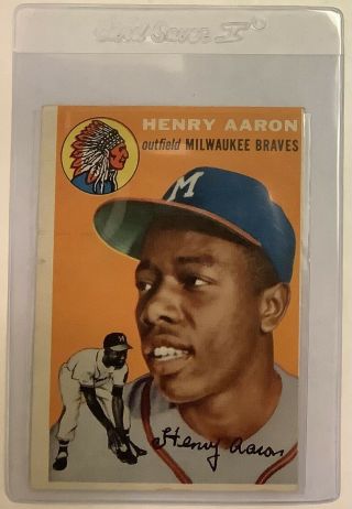 1954 Topps Henry Hank Aaron Rc Rookie 128 Vintage Card
