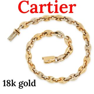 Cartier Vintage 18k Yellow Gold And While Gold Link Bracelet,  17g,  Box