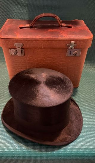 Vintage Black Silk Top Hat Size 59 Cm - Immaculate