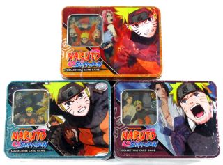 Set Of (3) Naruto Fierce Ambitions Ccg Series 6 Tins 1 - A 2 - B 3 - C Factory