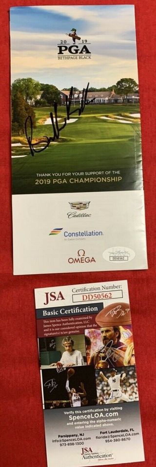 2019 Brooks Koepka Autographed Signed Bethpage Golf Championship Course Map Jsa