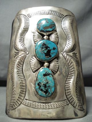 One Of The Biggest Ever Vintage Navajo Turquoise Sterling Silver Ketoh Bracelet