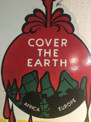Vintage Sherwin Williams Cover The Earth porcelain double sided sign flange 3