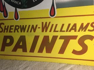 Vintage Sherwin Williams Cover The Earth porcelain double sided sign flange 4