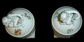 Vintage RARE Royal Copenhagen Pair Saxon Flora Flower Cherubs Covered Urn Vases 2