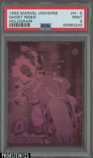 1992 Impel Marvel Universe Hologram H - 5 Ghost Rider Psa 9