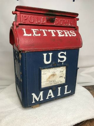 Rare 1907 Or Older Antique Vintage U S Mail Street Letter Box With Lock & Key