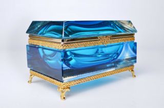 Murano Glass " Sommerso " Jewelry Box - Unique Designer Piece - Vintage 1960s