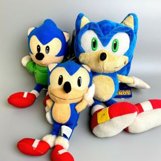 【rare】sega Old Sonic The Hedgehog Plush Toy Set Of 3 Sanei Limited Japan